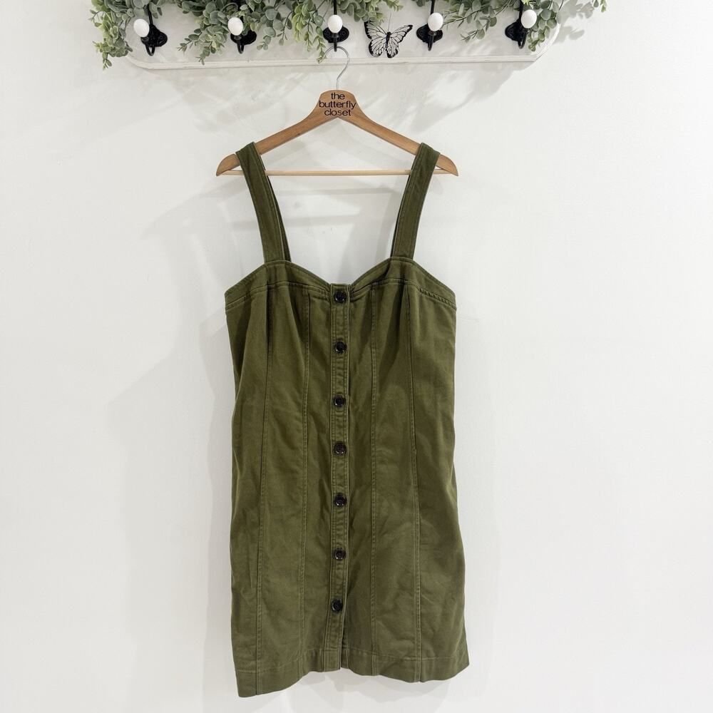 Banana Republic Green Seamed Mini Jean Dress Size 12 AA33